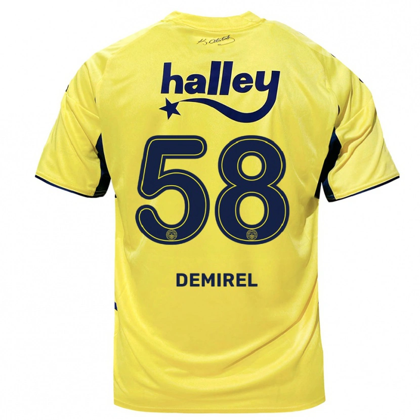 Danxen Kinder Görkem Demirel #58 Gelb Marineblau Auswärtstrikot Trikot 2025/26 T-Shirt Schweiz