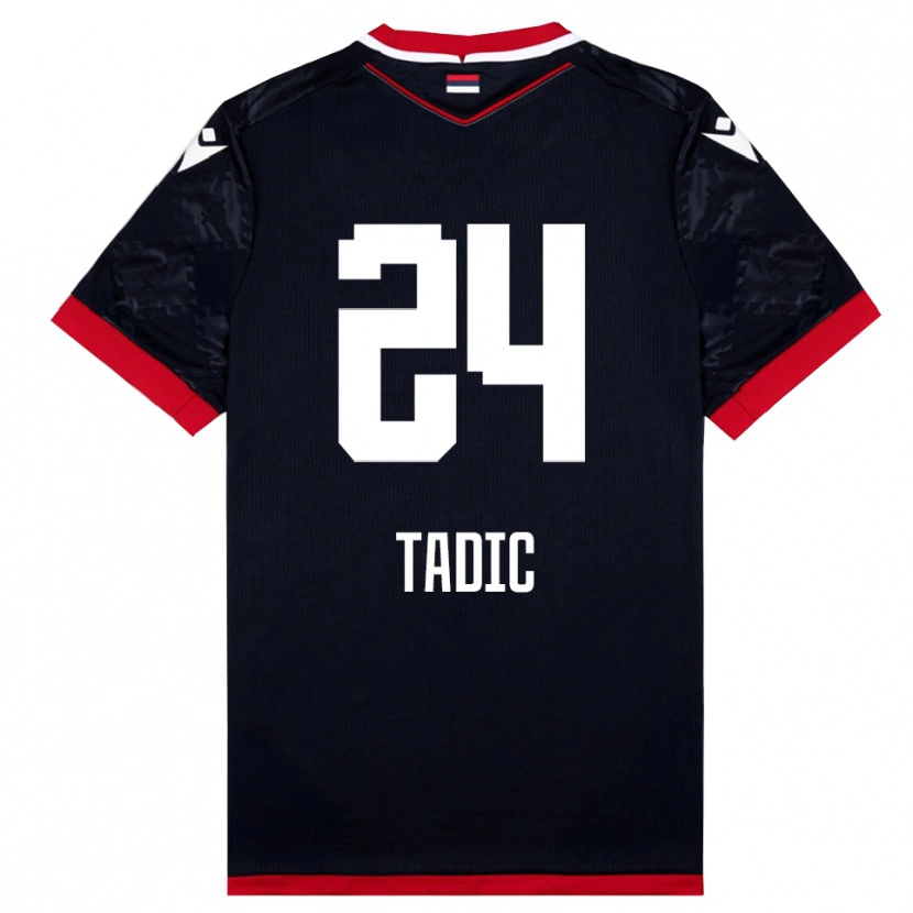 Danxen Kinder Ilija Tadic #24 Schwarz Rot Auswärtstrikot Trikot 2025/26 T-Shirt Schweiz