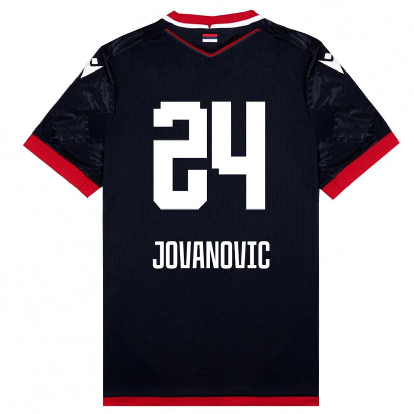 Danxen Kinder Luka Jovanovic #24 Schwarz Rot Auswärtstrikot Trikot 2025/26 T-Shirt Schweiz
