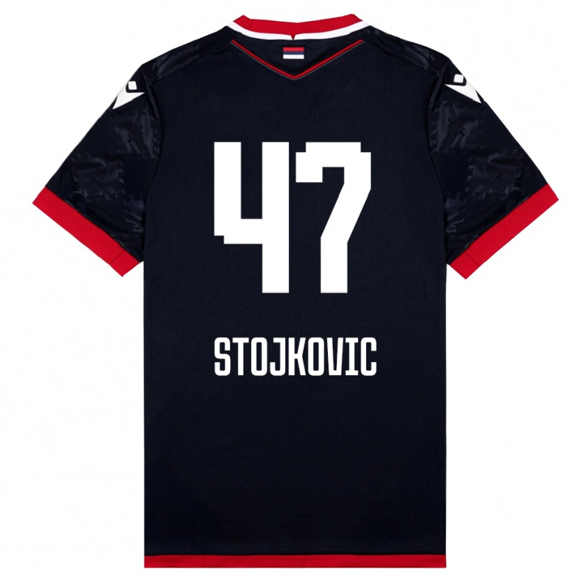 Danxen Kinder Strahinja Stojkovic #47 Schwarz Rot Auswärtstrikot Trikot 2025/26 T-Shirt Schweiz