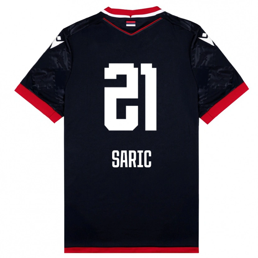 Danxen Kinder Dimitrije Saric #21 Schwarz Rot Auswärtstrikot Trikot 2025/26 T-Shirt Schweiz
