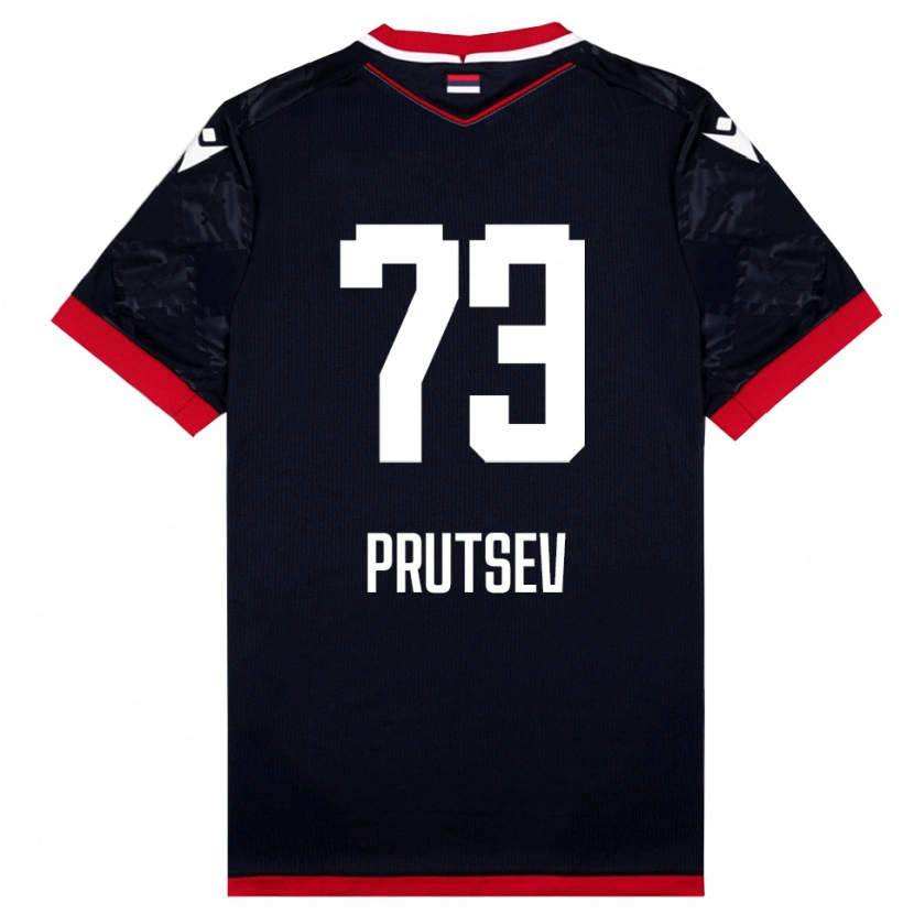 Danxen Kinder Egor Prutsev #73 Schwarz Rot Auswärtstrikot Trikot 2025/26 T-Shirt Schweiz