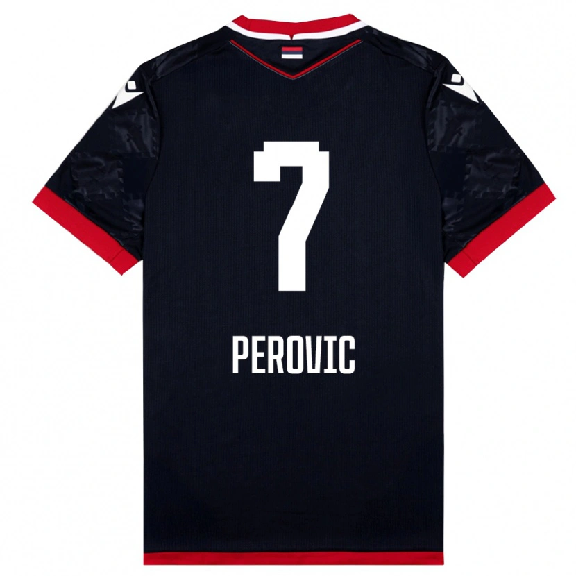 Danxen Kinder Naum Perovic #7 Schwarz Rot Auswärtstrikot Trikot 2025/26 T-Shirt Schweiz
