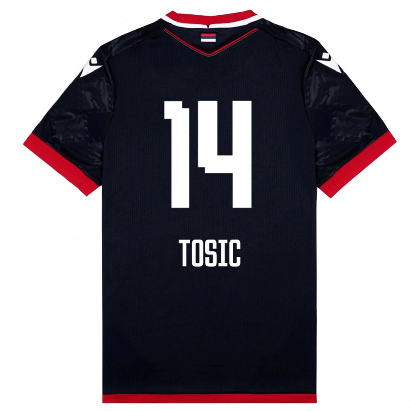 Danxen Kinder Davorin Tosic #14 Schwarz Rot Auswärtstrikot Trikot 2025/26 T-Shirt Schweiz