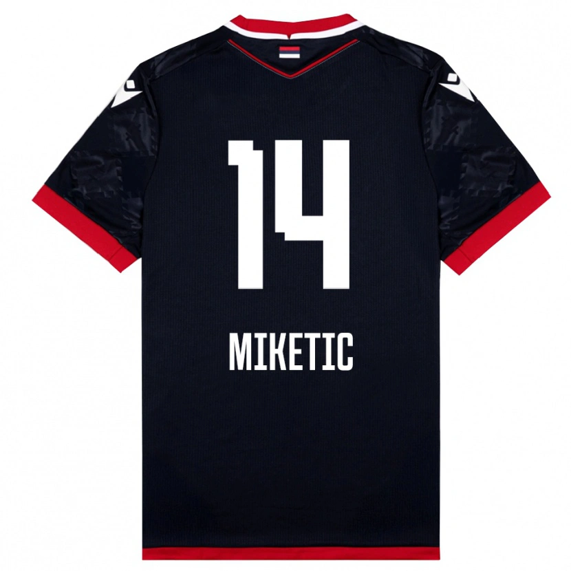 Danxen Kinder Aleksandar Miketic #14 Schwarz Rot Auswärtstrikot Trikot 2025/26 T-Shirt Schweiz