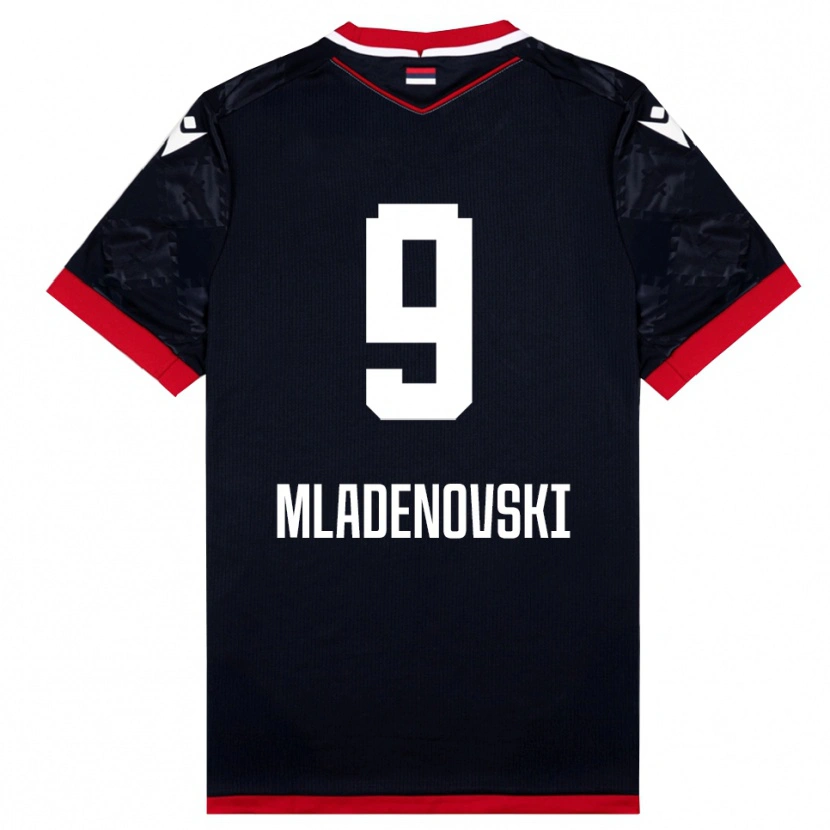 Danxen Kinder Stefan Mladenovski #9 Schwarz Rot Auswärtstrikot Trikot 2025/26 T-Shirt Schweiz