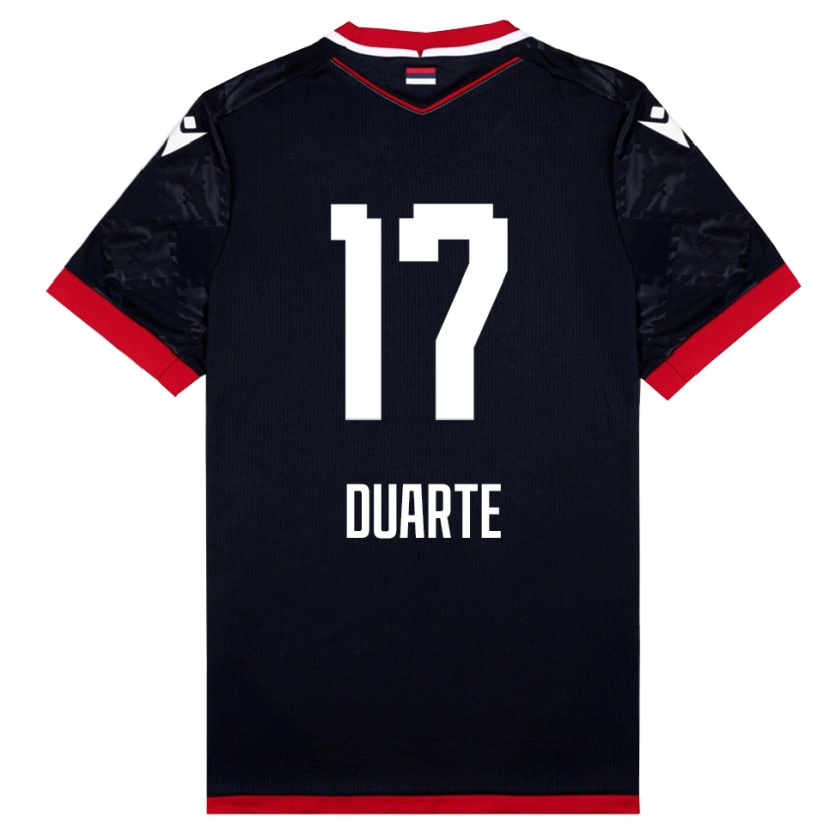 Danxen Kinder Bruno Duarte #17 Schwarz Rot Auswärtstrikot Trikot 2025/26 T-Shirt Schweiz