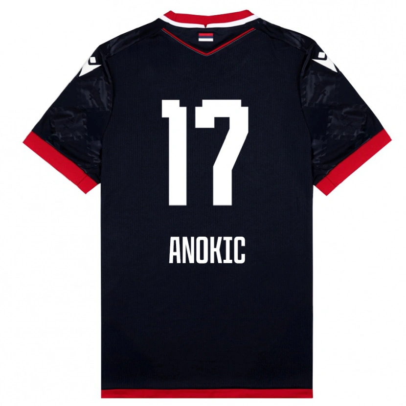 Danxen Kinder Dragan Anokic #17 Schwarz Rot Auswärtstrikot Trikot 2025/26 T-Shirt Schweiz
