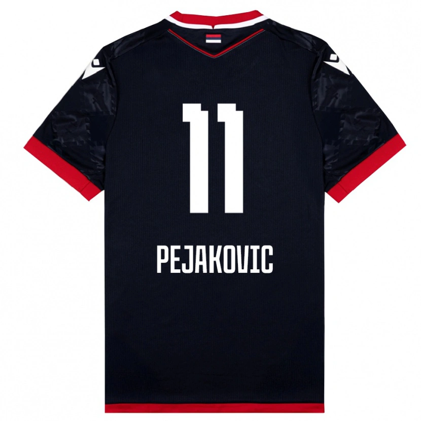 Danxen Kinder Andrija Pejakovic #11 Schwarz Rot Auswärtstrikot Trikot 2025/26 T-Shirt Schweiz