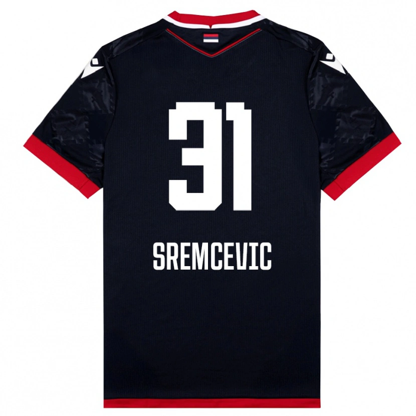 Danxen Kinder Uros Sremcevic #31 Schwarz Rot Auswärtstrikot Trikot 2025/26 T-Shirt Schweiz