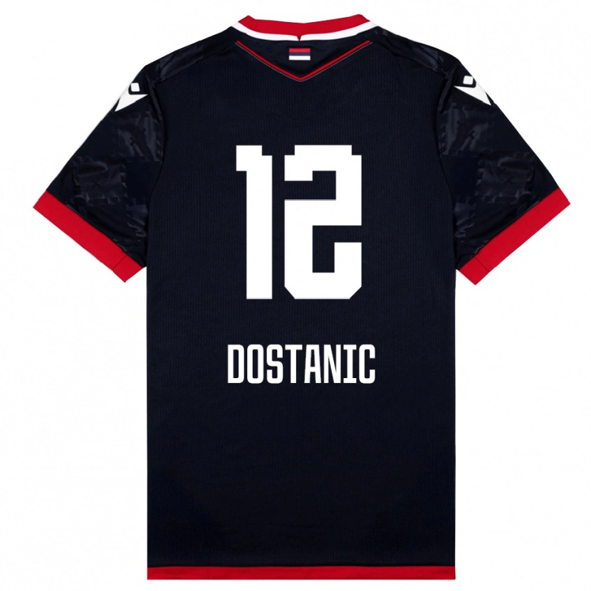 Danxen Kinder Filip Dostanic #12 Schwarz Rot Auswärtstrikot Trikot 2025/26 T-Shirt Schweiz