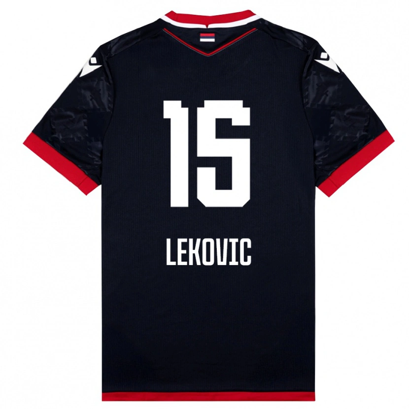 Danxen Kinder Mirko Lekovic #15 Schwarz Rot Auswärtstrikot Trikot 2025/26 T-Shirt Schweiz