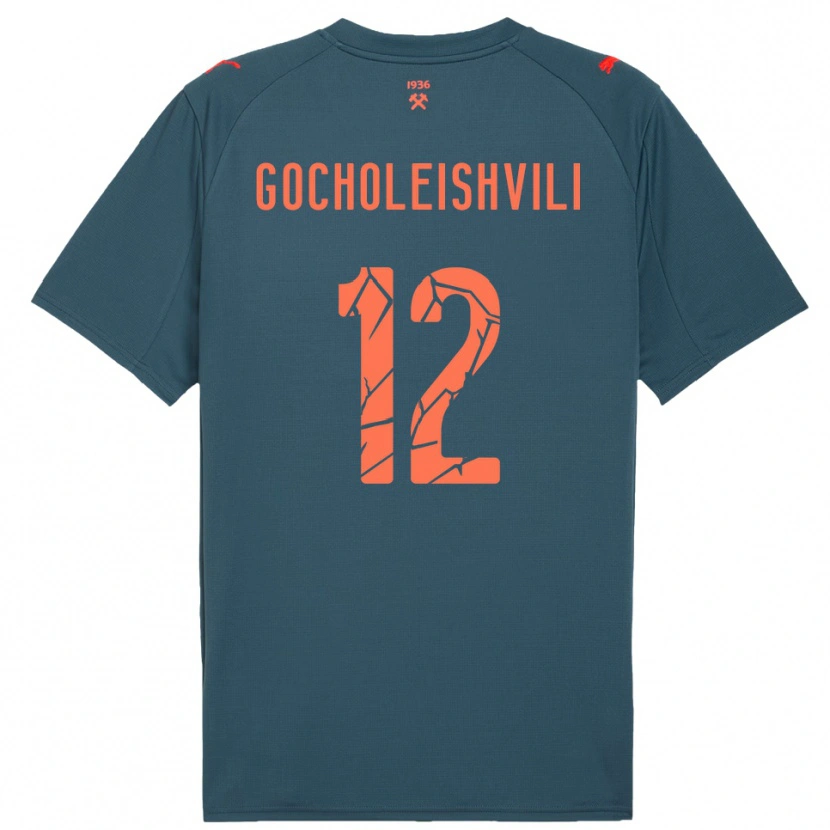 Danxen Kinder Giorgi Gocholeishvili #12 Marineblau Rot Auswärtstrikot Trikot 2025/26 T-Shirt Schweiz