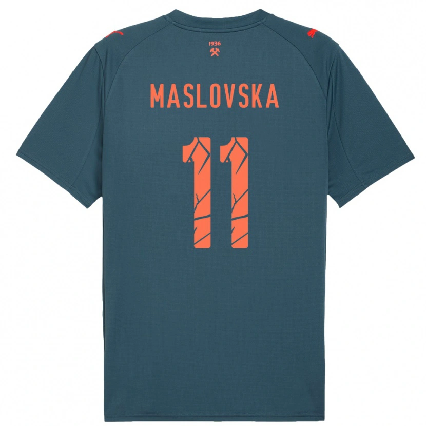 Danxen Kinder Yelyzaveta Maslovska #11 Marineblau Rot Auswärtstrikot Trikot 2025/26 T-Shirt Schweiz