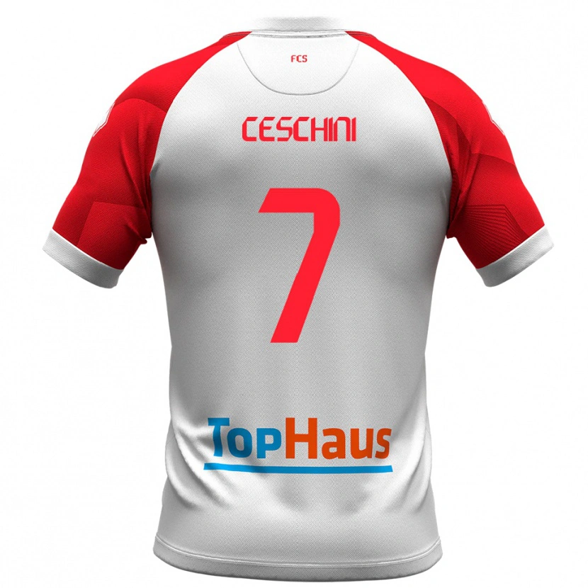 Danxen Herren Nicolò Ceschini #7 Weiß Rot Heimtrikot Trikot 2025/26 T-Shirt Schweiz