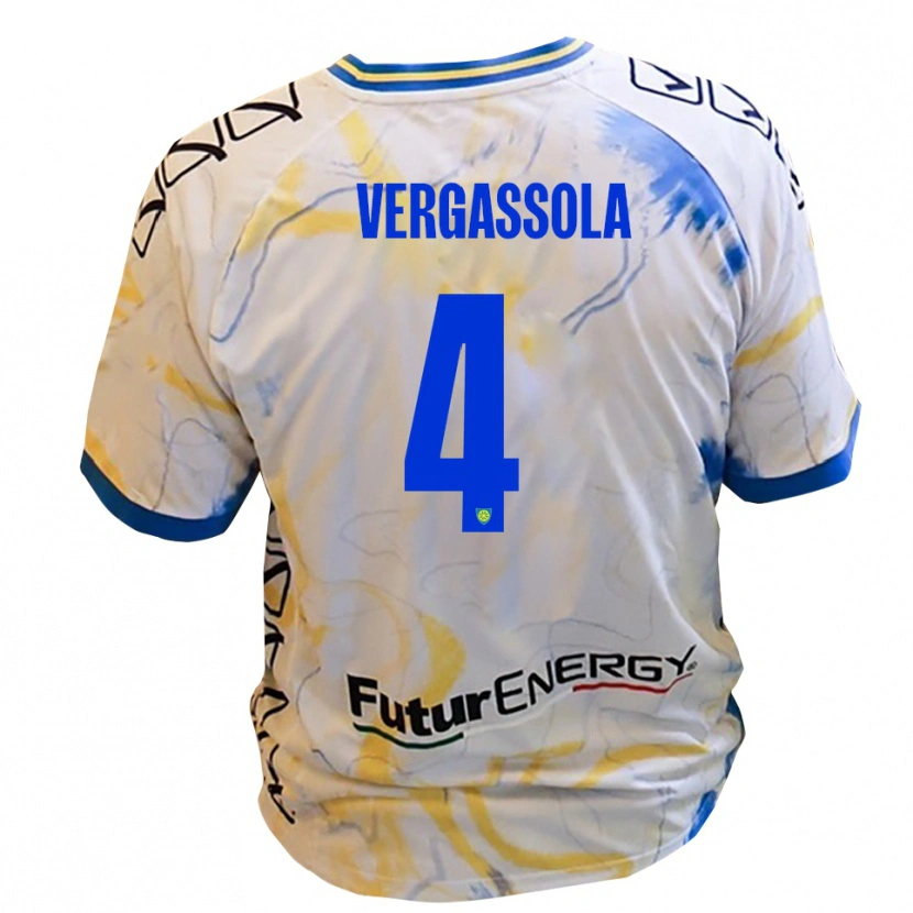 Danxen Herren Alessandro Vergassola #4 Weiß Gelb Blau Auswärtstrikot Trikot 2025/26 T-Shirt Schweiz