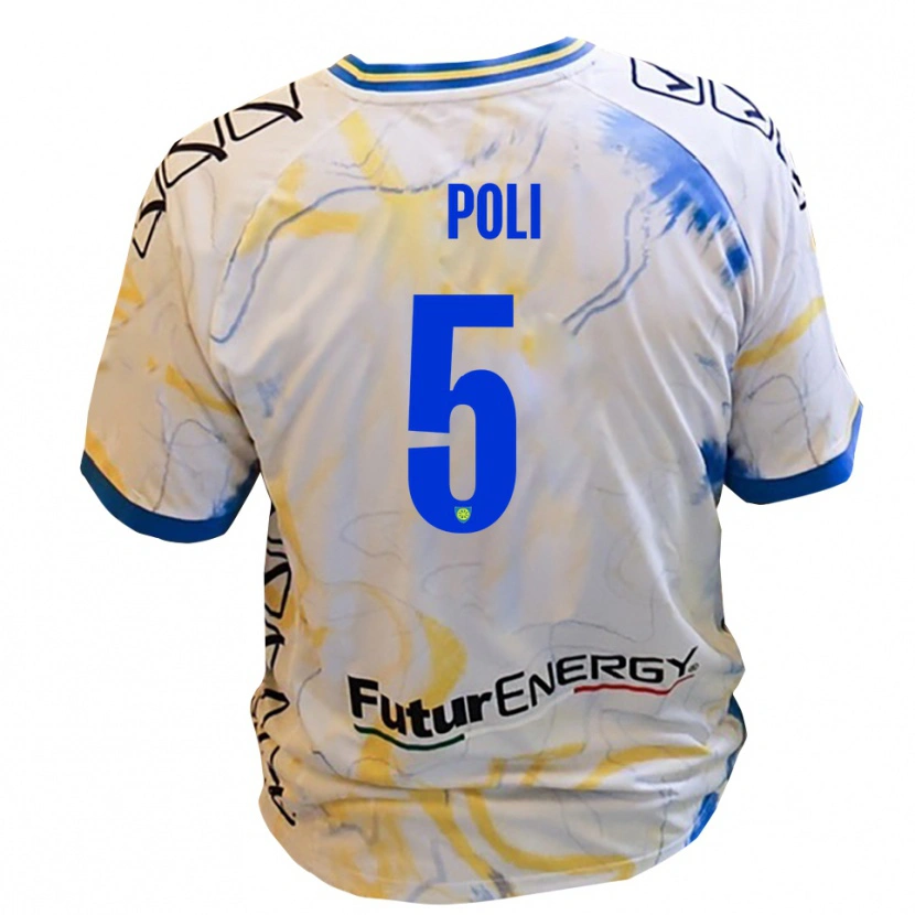 Danxen Herren Lorenzo Poli #5 Weiß Gelb Blau Auswärtstrikot Trikot 2025/26 T-Shirt Schweiz