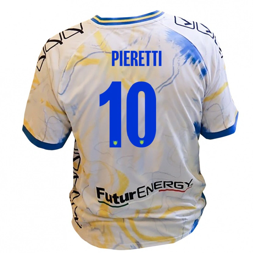 Danxen Herren Niccolò Pieretti #10 Weiß Gelb Blau Auswärtstrikot Trikot 2025/26 T-Shirt Schweiz