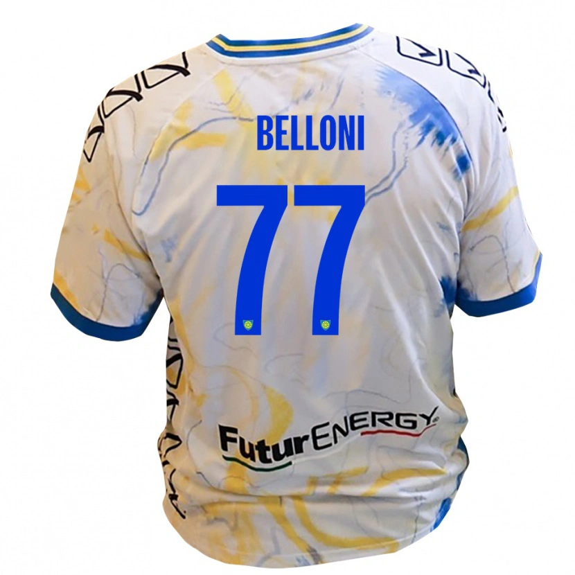 Danxen Herren Niccolò Belloni #77 Weiß Gelb Blau Auswärtstrikot Trikot 2025/26 T-Shirt Schweiz