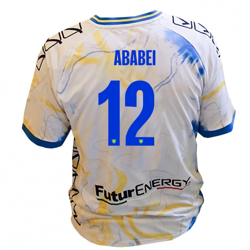 Danxen Herren Leonardo Ababei #12 Weiß Gelb Blau Auswärtstrikot Trikot 2025/26 T-Shirt Schweiz