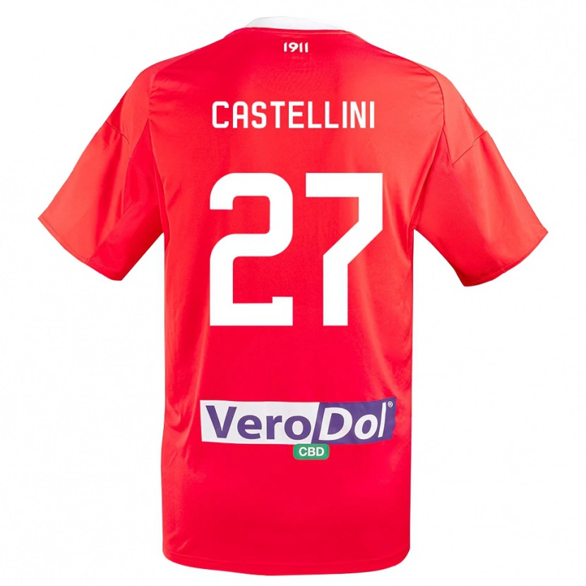 Danxen Herren Alessio Castellini #27 Rot Weiß Auswärtstrikot Trikot 2025/26 T-Shirt Schweiz