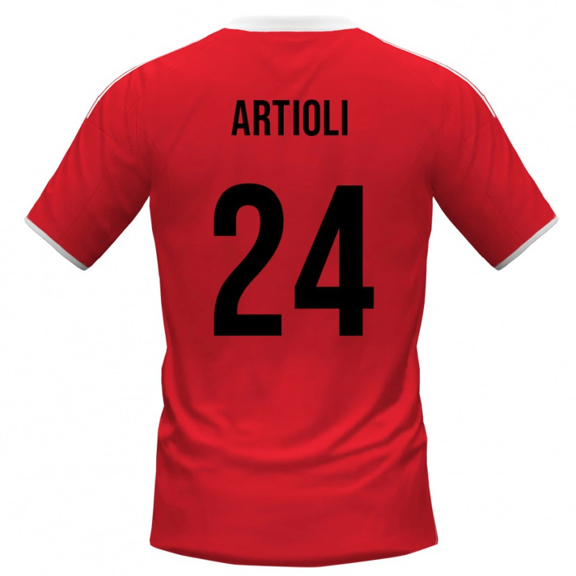Danxen Herren Federico Artioli #24 Rot Weiß Auswärtstrikot Trikot 2025/26 T-Shirt Schweiz