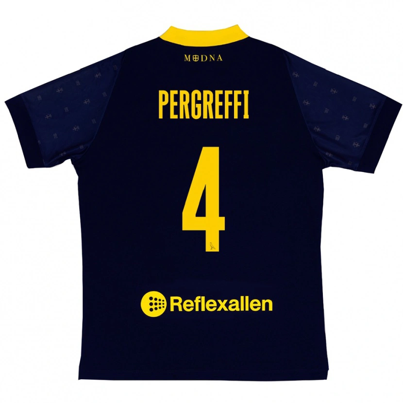 Danxen Herren Antonio Pergreffi #4 Marineblau Gelb Auswärtstrikot Trikot 2025/26 T-Shirt Schweiz