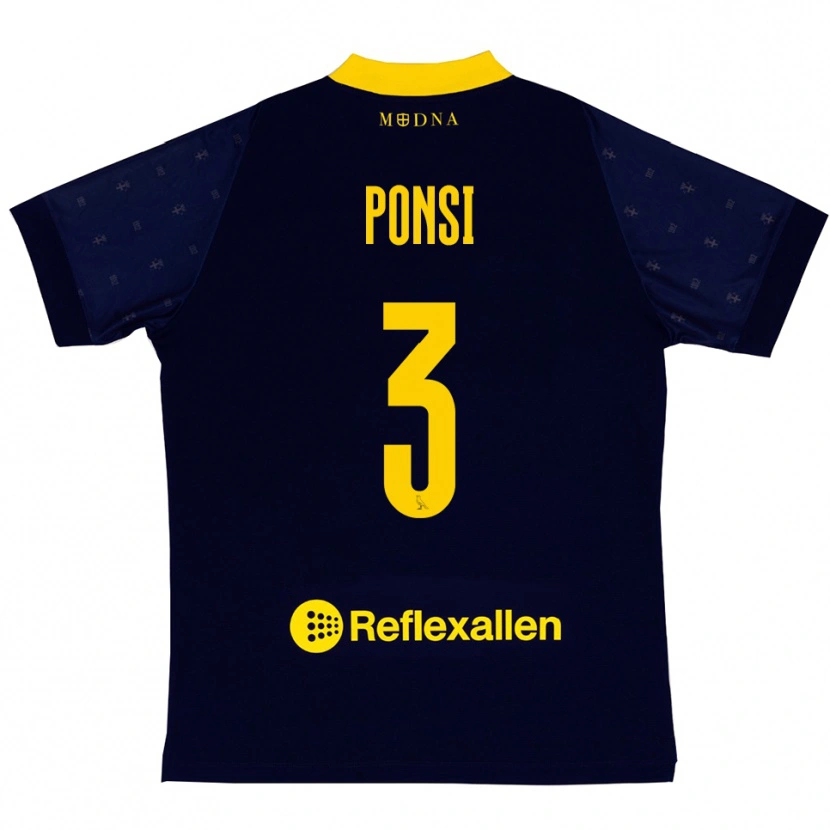 Danxen Herren Fabio Ponsi #3 Marineblau Gelb Auswärtstrikot Trikot 2025/26 T-Shirt Schweiz