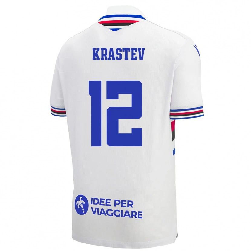 Danxen Herren Andrey Krastev #12 Weiß Blau Rot Auswärtstrikot Trikot 2025/26 T-Shirt Schweiz