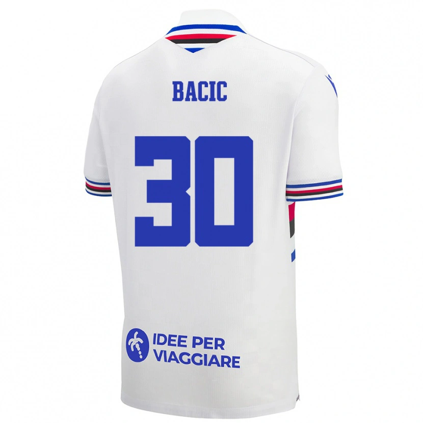 Danxen Herren Mateo Bacic #30 Weiß Blau Rot Auswärtstrikot Trikot 2025/26 T-Shirt Schweiz