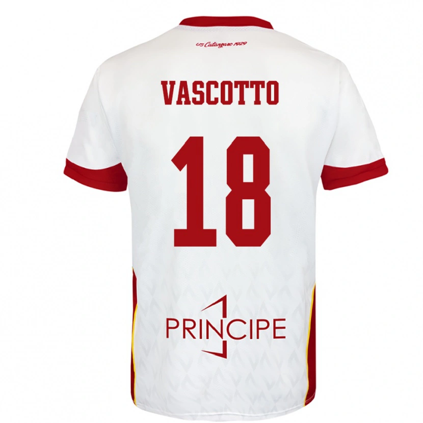 Danxen Herren Edoardo Vascotto #18 Weiß Rot Auswärtstrikot Trikot 2025/26 T-Shirt Schweiz