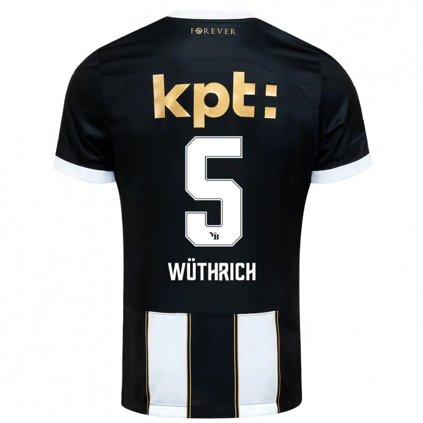 Danxen Herren Gregory Wüthrich #5 Schwarz Weiß Auswärtstrikot Trikot 2025/26 T-Shirt Schweiz