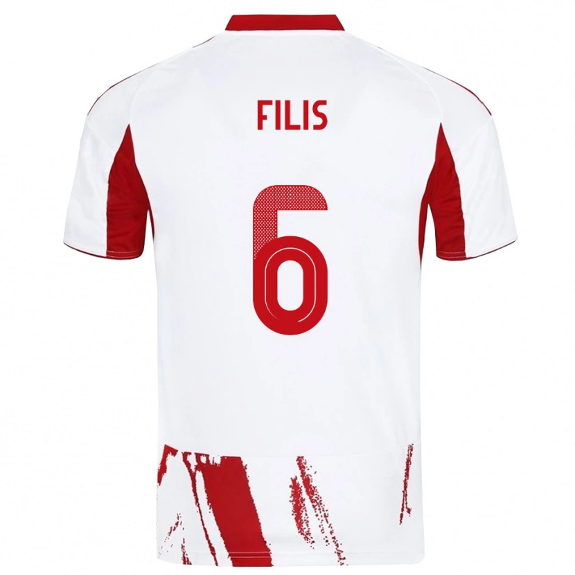 Danxen Herren Christos Filis #6 Weiß Rot Auswärtstrikot Trikot 2025/26 T-Shirt Schweiz