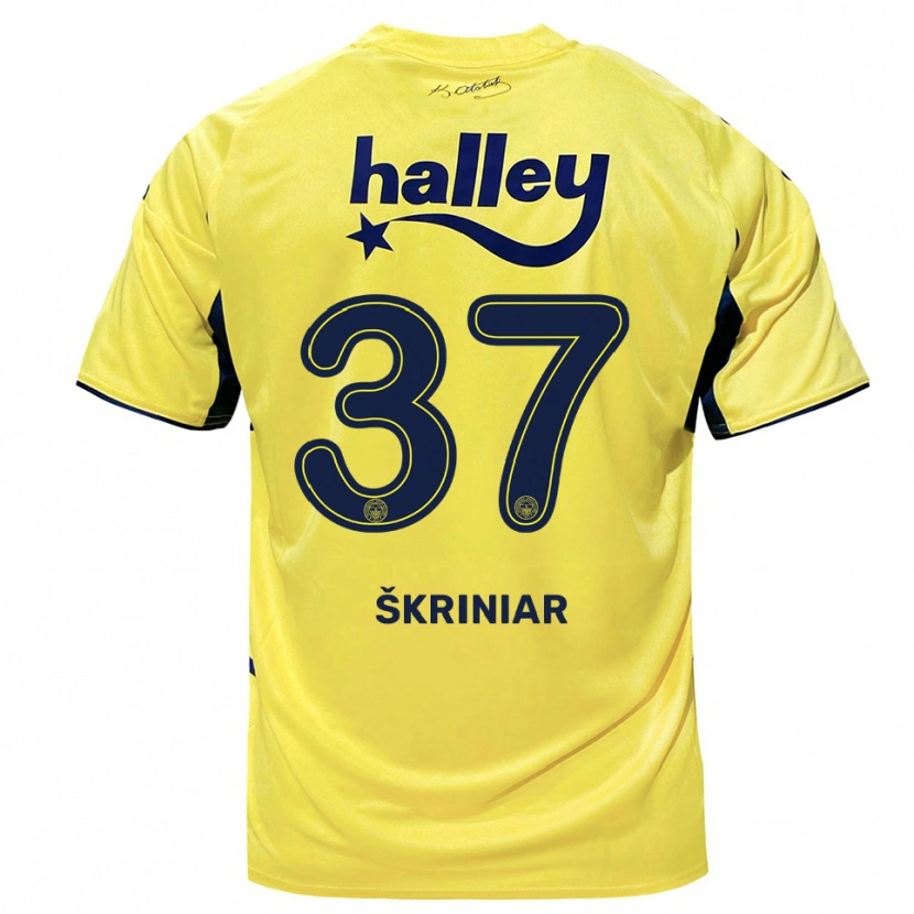 Danxen Herren Milan Škriniar #37 Gelb Marineblau Auswärtstrikot Trikot 2025/26 T-Shirt Schweiz