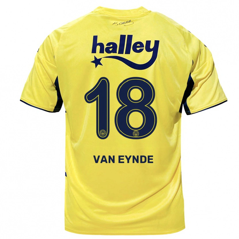 Danxen Herren Zoë Van Eynde #18 Gelb Marineblau Auswärtstrikot Trikot 2025/26 T-Shirt Schweiz
