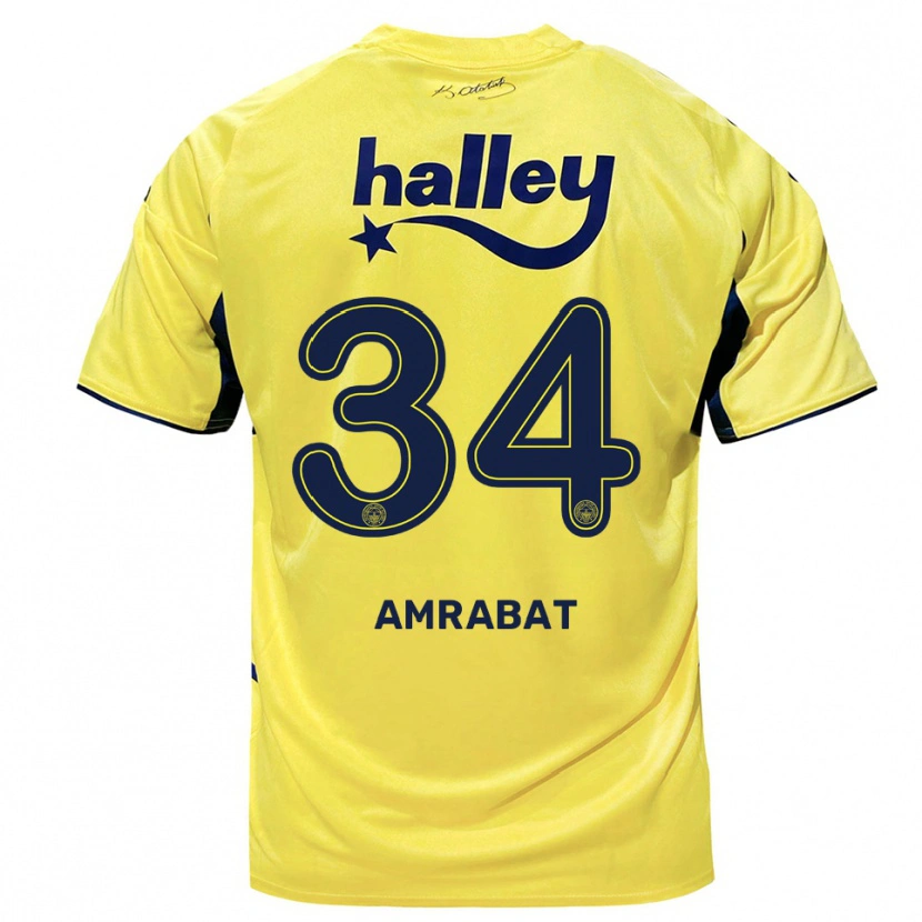 Danxen Herren Sofyan Amrabat #34 Gelb Marineblau Auswärtstrikot Trikot 2025/26 T-Shirt Schweiz