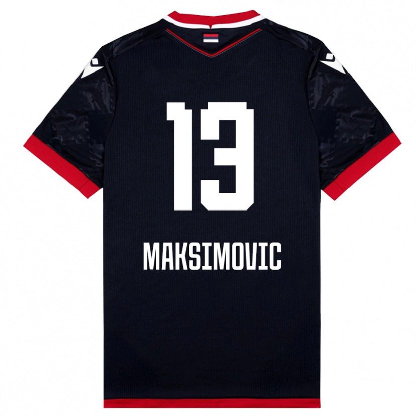 Danxen Herren Filip Maksimovic #13 Schwarz Rot Auswärtstrikot Trikot 2025/26 T-Shirt Schweiz