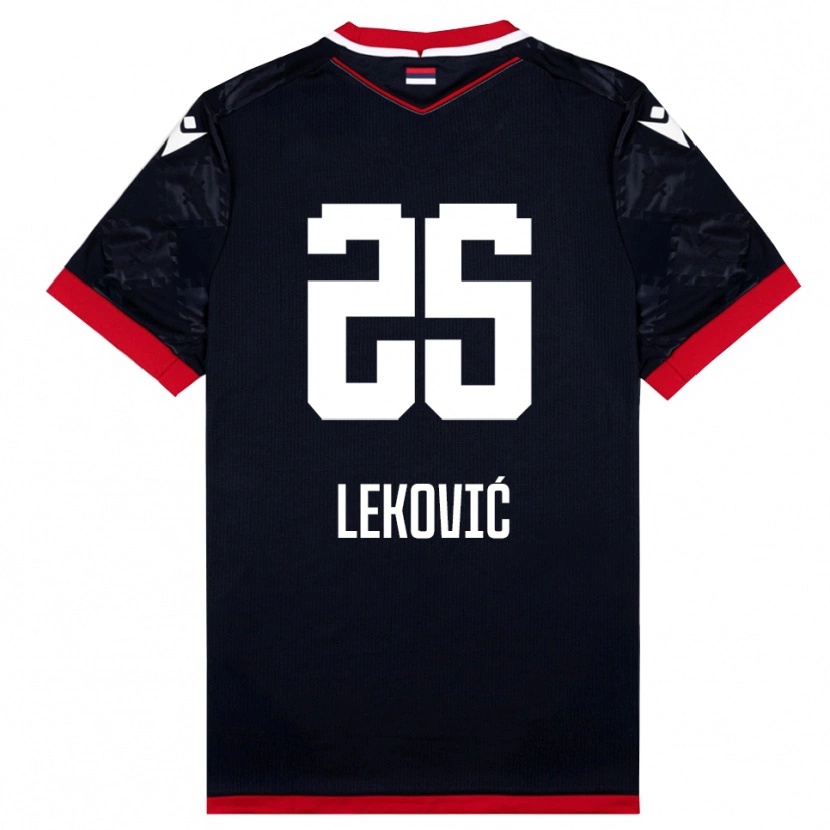 Danxen Herren Stefan Leković #25 Schwarz Rot Auswärtstrikot Trikot 2025/26 T-Shirt Schweiz