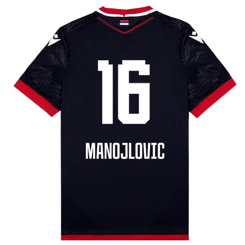 Danxen Herren Petar Manojlovic #16 Schwarz Rot Auswärtstrikot Trikot 2025/26 T-Shirt Schweiz