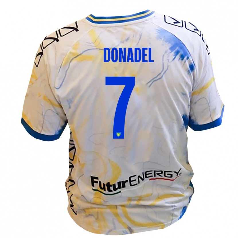 Danxen Damen Tommaso Donadel #7 Weiß Gelb Blau Auswärtstrikot Trikot 2025/26 T-Shirt Schweiz