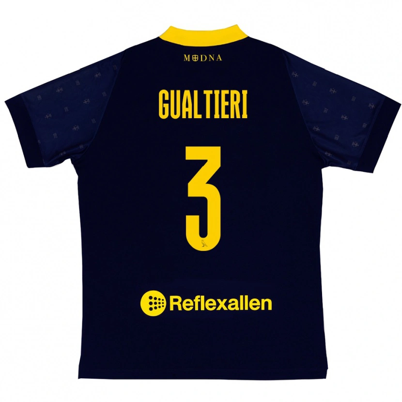 Danxen Damen Stefano Gualtieri #3 Marineblau Gelb Auswärtstrikot Trikot 2025/26 T-Shirt Schweiz