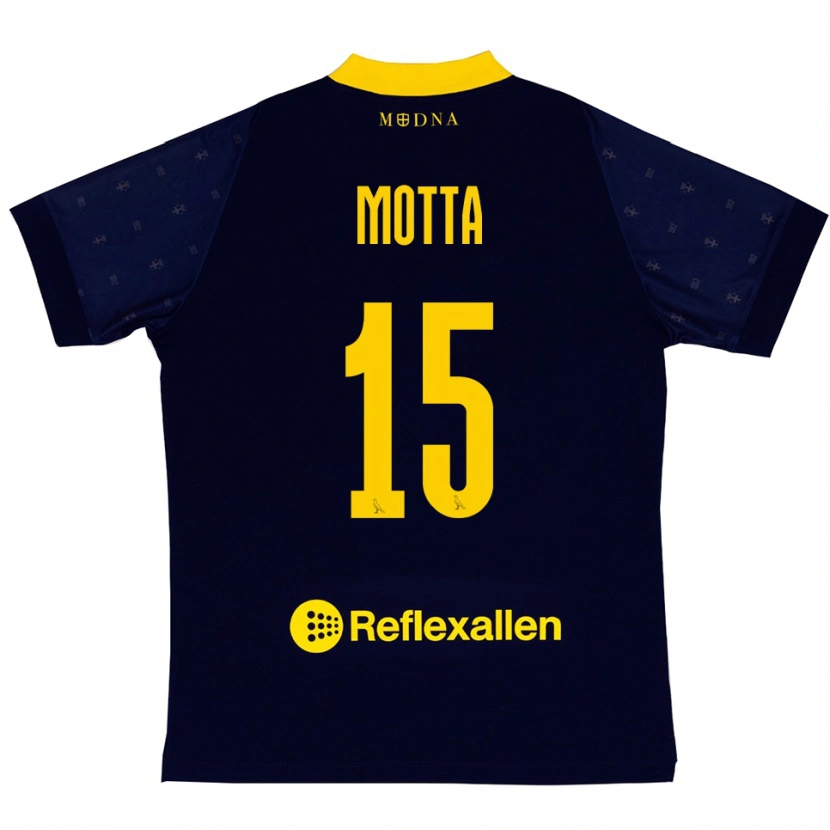 Danxen Damen Nicolò Motta #15 Marineblau Gelb Auswärtstrikot Trikot 2025/26 T-Shirt Schweiz
