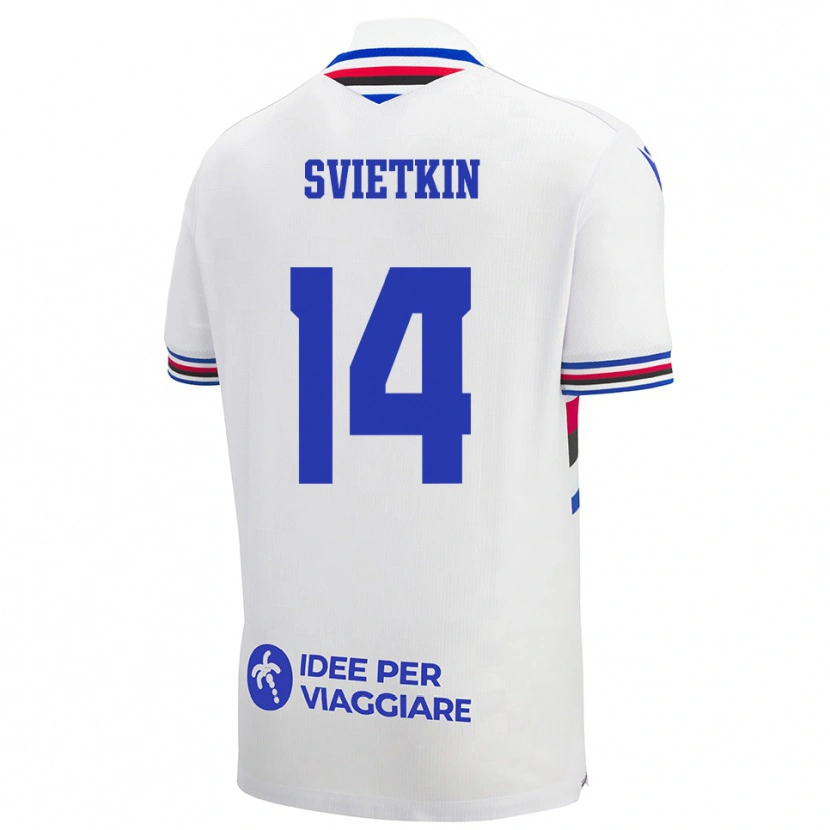 Danxen Damen Tomas Svietkin #14 Weiß Blau Rot Auswärtstrikot Trikot 2025/26 T-Shirt Schweiz