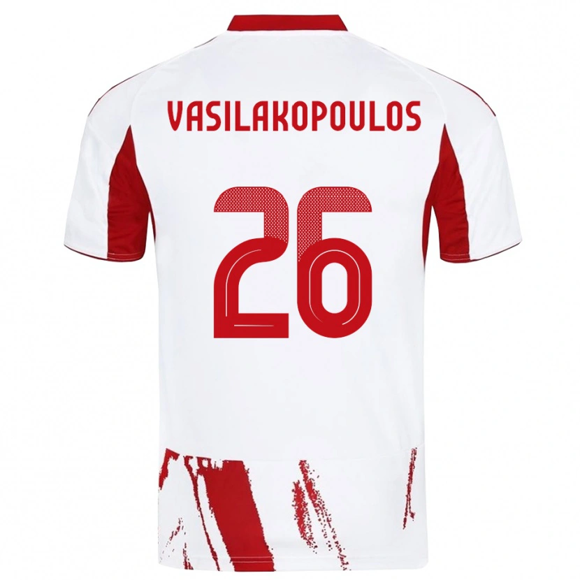 Danxen Damen Sarantos Vasilakopoulos #26 Weiß Rot Auswärtstrikot Trikot 2025/26 T-Shirt Schweiz