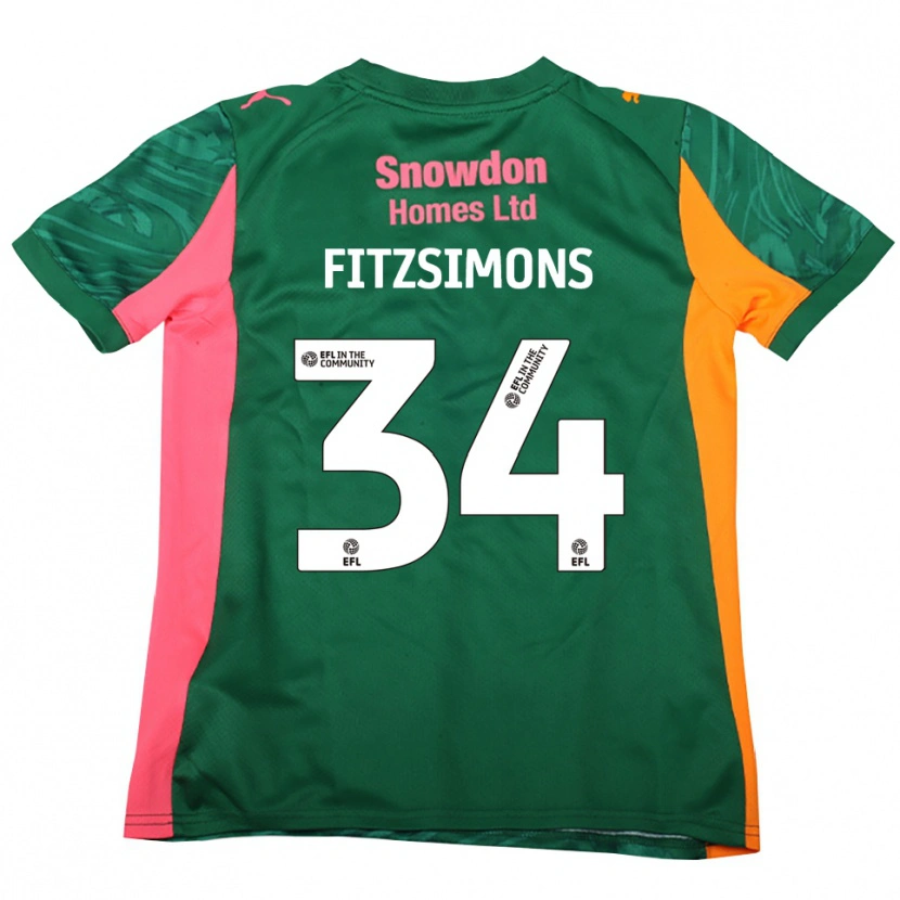 Danxen Kinder Ross Fitzsimons #34 Trikot Dunkelgrün Rosa Torwarttrikot 2025/26 Schweiz