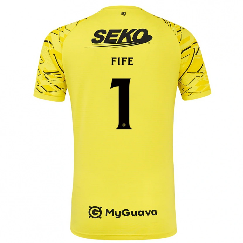 Danxen Kinder Jenna Fife #1 Trikot Gelb Schwarz Torwarttrikot 2025/26 Schweiz