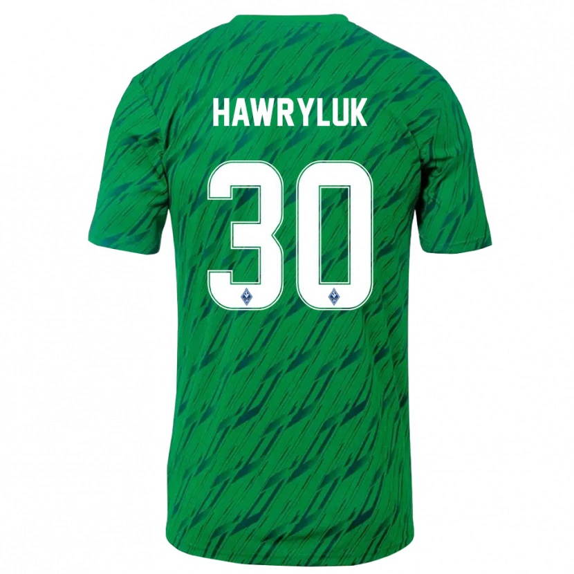 Danxen Kinder Lucien Hawryluk #30 Trikot Grün Weiß Torwarttrikot 2025/26 Schweiz