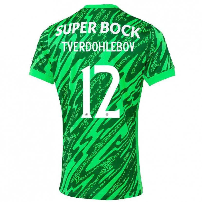 Danxen Kinder Alex Tverdohlebov #12 Trikot Grün Weiß Torwarttrikot 2025/26 Schweiz