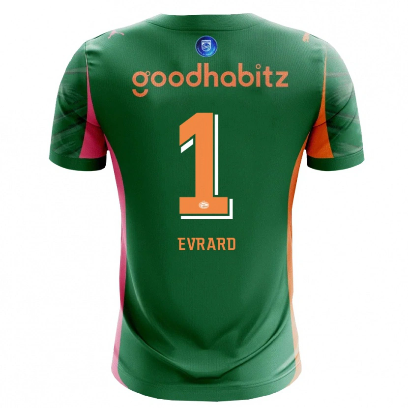 Danxen Kinder Nicky Evrard #1 Trikot Grün Orange Torwarttrikot 2025/26 Schweiz