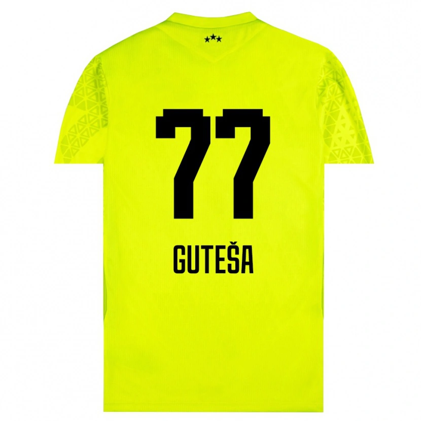Danxen Kinder Ivan Guteša #77 Trikot Gelb Grün Schwarz Torwarttrikot 2025/26 Schweiz